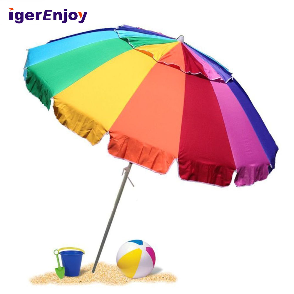 Colorful Beach Umbrella With Screw Handle